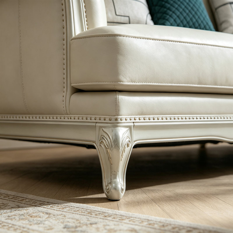 Canapé en cuir léger de style européen, luxueux., 86.6" W
