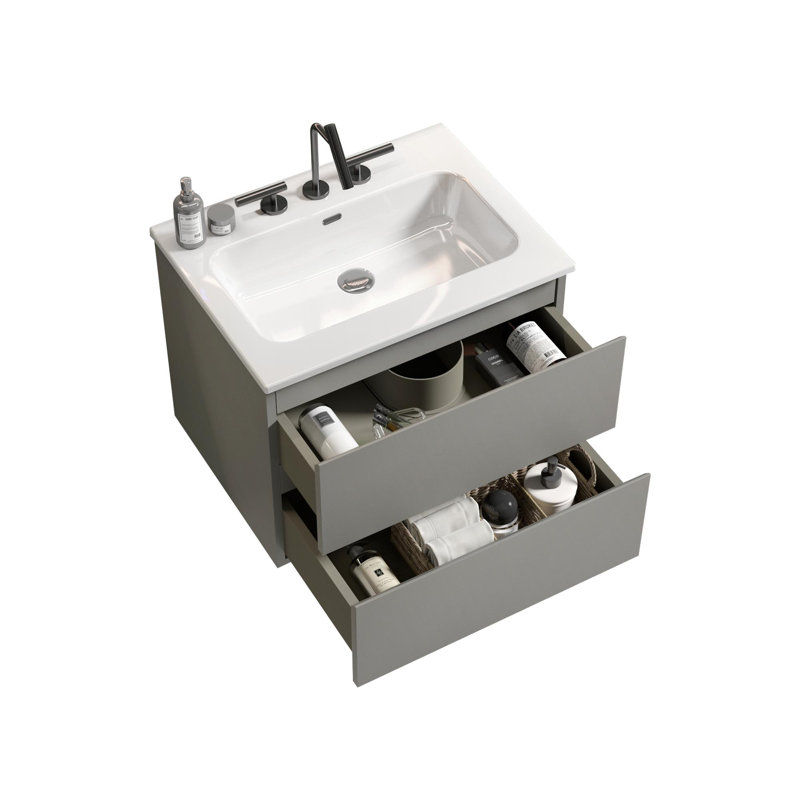 Bathroom Vanity with Sink, Gray, 24"