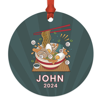 Ornement de Noël personnalisé Ramen avec bol de nouilles et ruban