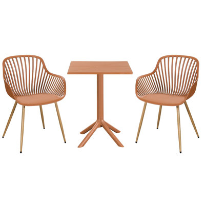3-Piece Bistro Garden Set with Square Table & Armchairs