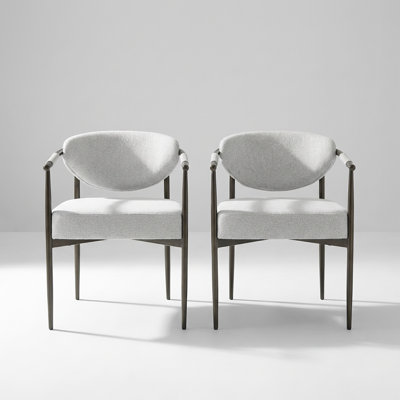 Modern Upholstered Dining Chairs Set of 2 with Bronze Iron Frame and Cushioning
