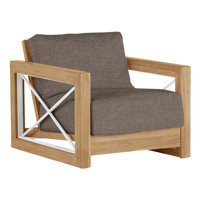 Malta Teak Outdoor Lounge Chair, Welt + Standard fill, Natural Teak, Perigold Play Mushroom