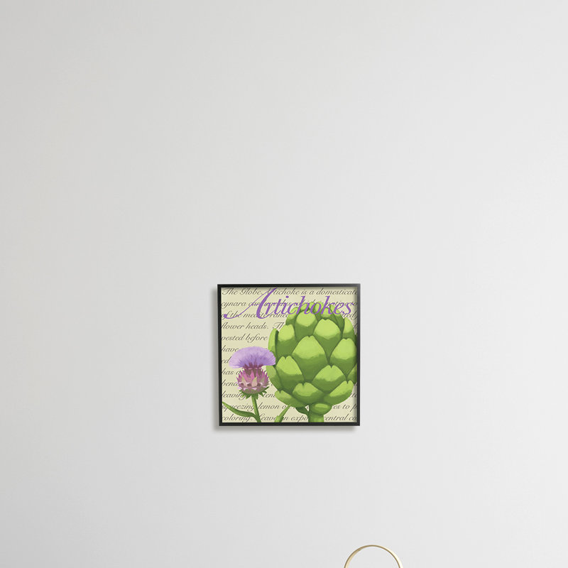 Artichaut en fleurs, légumes verts, écriture traditionnelle - impression, H 30 po x l 30 po, Toile tendue