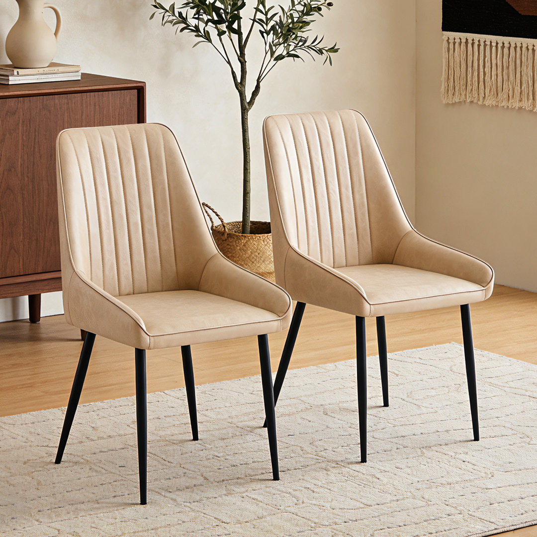 Modern Faux Leather Upholstered Dining Chair with High Back