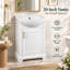 Meuble-lavabo de petite taille (20 po) avec lavabo en céramique, armoire autoportante à une porte avec étagères de rangement