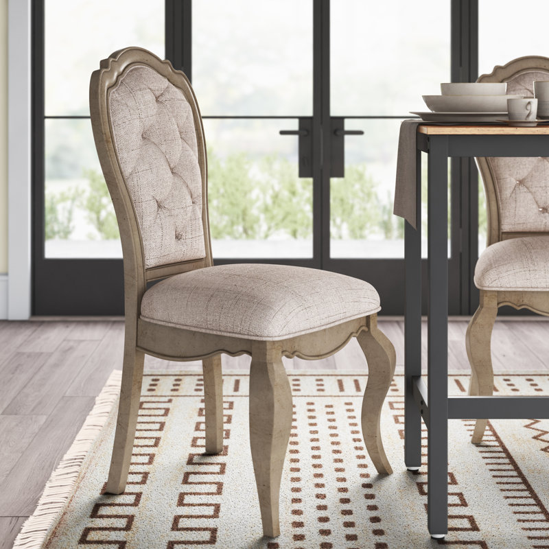 Chaise d'appoint rembourrée Theon en beige et taupe antique Theon (ensemble de 2)