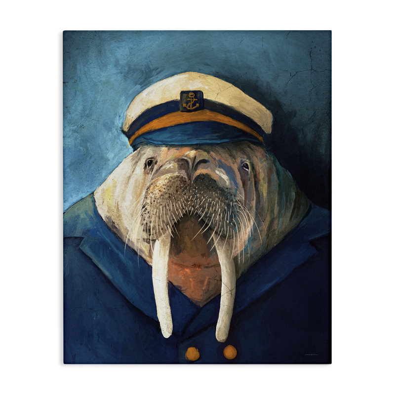 Sailor Captain Walrus Canvas, design by Kamdon Kreations, 40" H x 30" W