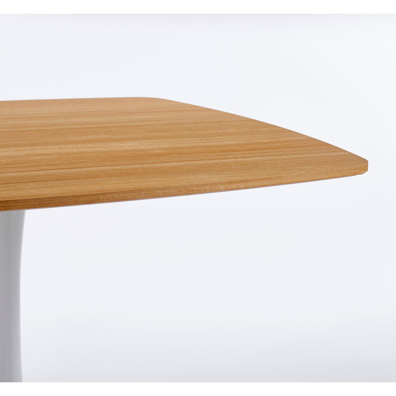 Table de salle à manger carrée Tulip pour 2 à 6 personnes, table de cuisine Mid-Century moderne avec plateau en panneau de fibres à densité moyenne et finition chêne