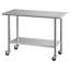 Table de travail en acier inoxydable, table de préparation des aliments de 24 po x 48 po avec roulettes, poste de travail de cuisine commerciale avec tablette inférieure réglable, table de travail en métal pour l'extérieur du restaurant