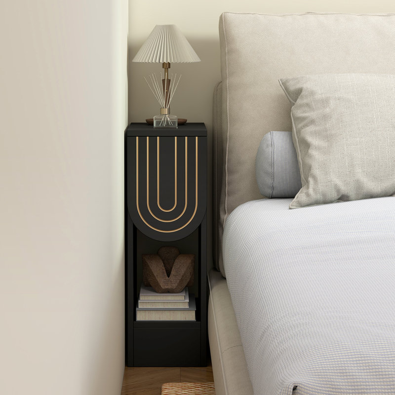 End Table With Storage, Black