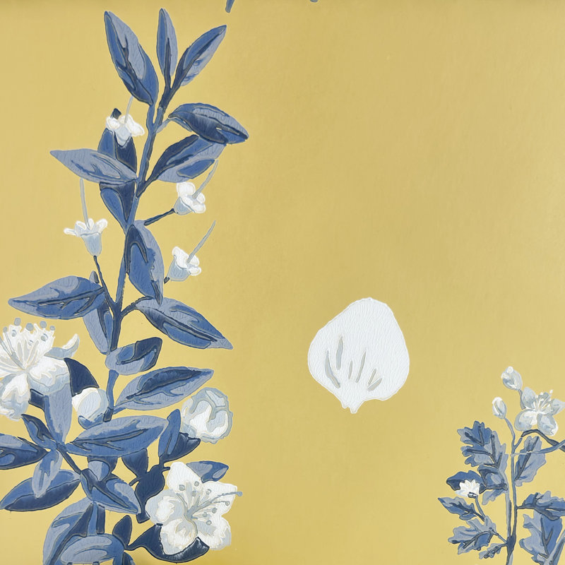 Rouleau de papier peint floral chèvrefeuille, Jaune, L 393,7 po x l 20,87 po