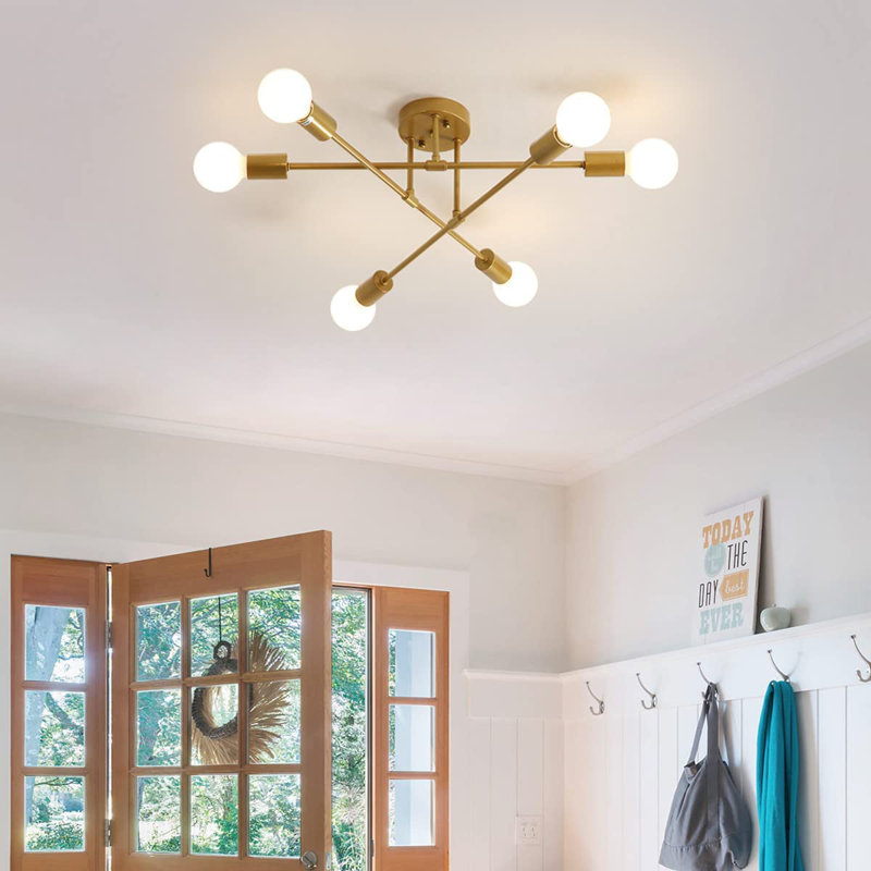 Neppie 6-Lights 60cm Sputnik Semi Flush Mount, Copper