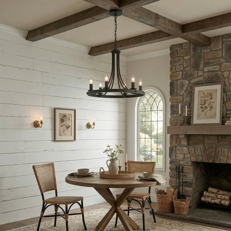 6-Lights Chandeliers Ceiling Lights, Matte Black