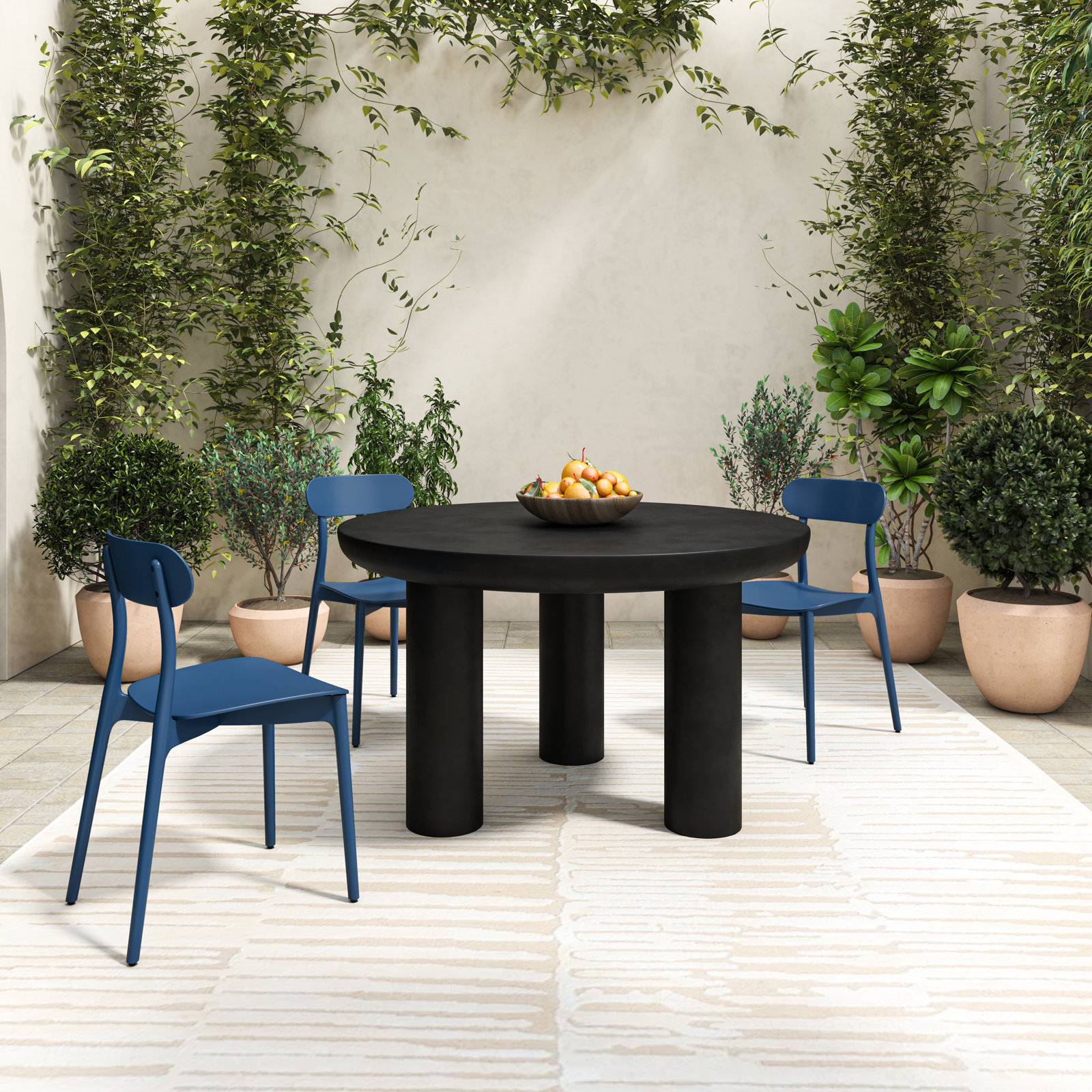 Romona Patio Side Chair, Navy