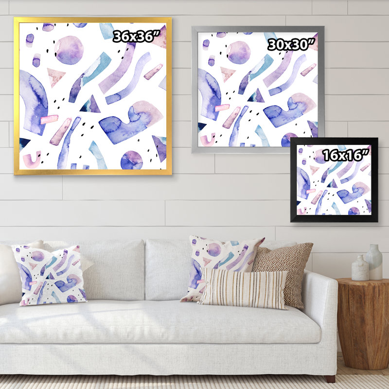 «Abstract Hipster Bauhaus And Minimal Elements», reproduction d'art sur toile à motifs, H 30 po x l 30 po, Cadre photo blanc