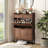 16 Pair Shoe Storage Cabinet with 2 Flip Drawers & 2 Storage Drawers Arched Fluted Design-1103647614