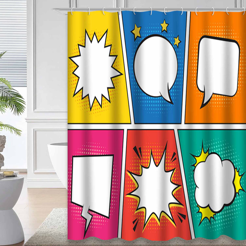Rideau de douche rétro avec 12 crochets, 72" L x 72" W