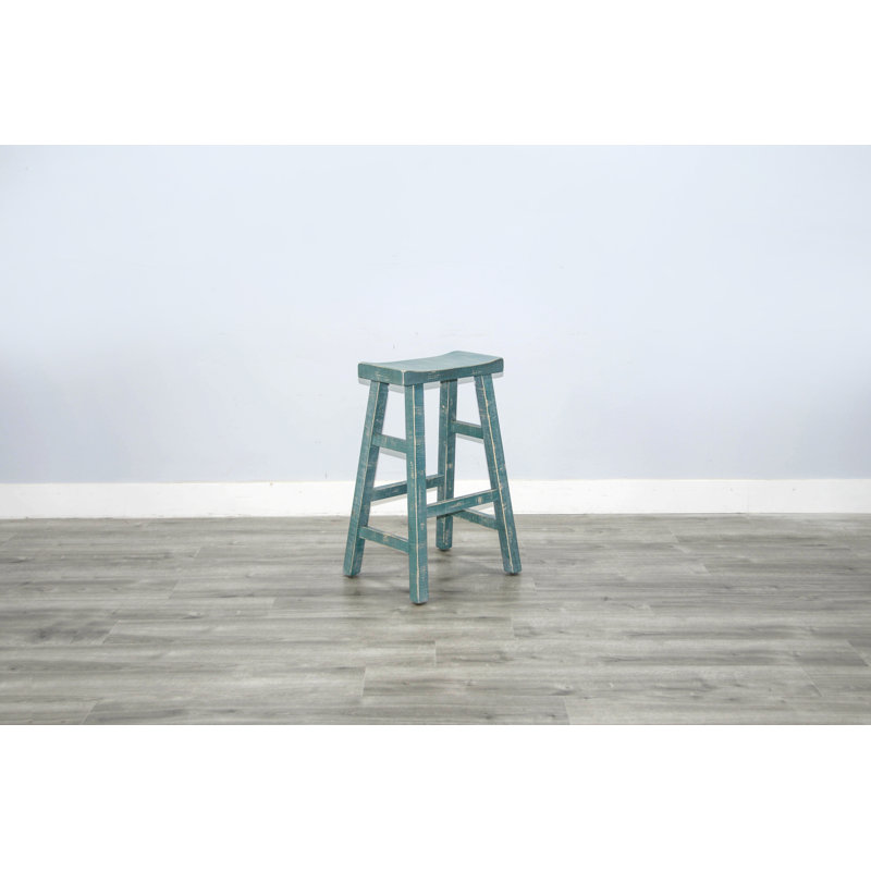 Anneliesa Solid Wood Counter Stool, Bar Stool (30" Seat Height), Green
