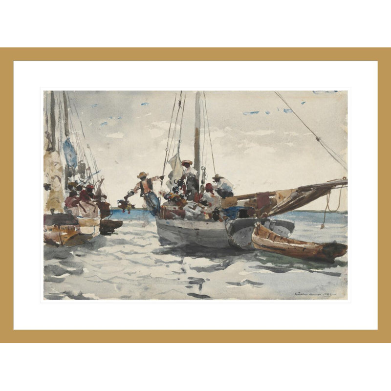 «Market Scene Nassau» par Winslow Homer, impression giclée sur cadre, H 22,32 po x l 29,5 po