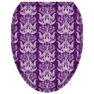 Classic Bell Flowers Toilet Seat Decal – Toilet Tattoos Damask Static Cling Vinyl Lid Cover Fits Round & Elongated Seats