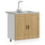  Sink Base Cabinet 2 Pcs Brown 80 X 46 X 84.5 Cm Engineered Wood