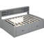 Lit de jour pleine grandeur gris avec armoires de chevet, 4 tiroirs et 2 tablettes supérieures pratiques-118281483