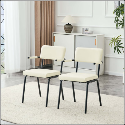 Ensemble de 2 chaises de salle à manger en cuir de qualité supérieure avec accoudoirs suspendus Huggable