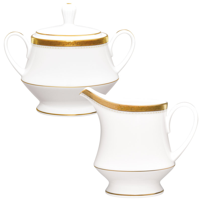 Ensemble sucrier et crémier Noritake Charlotta, Or