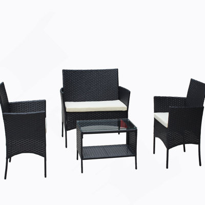 Ensemble de 4 meubles d'extérieur en rotin pour canapé