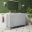 Ensemble de meuble-lavabo autoportant 48 po entièrement assemblé en bois massif avec plateau en marbre d'ingénierie entièrement assemblé