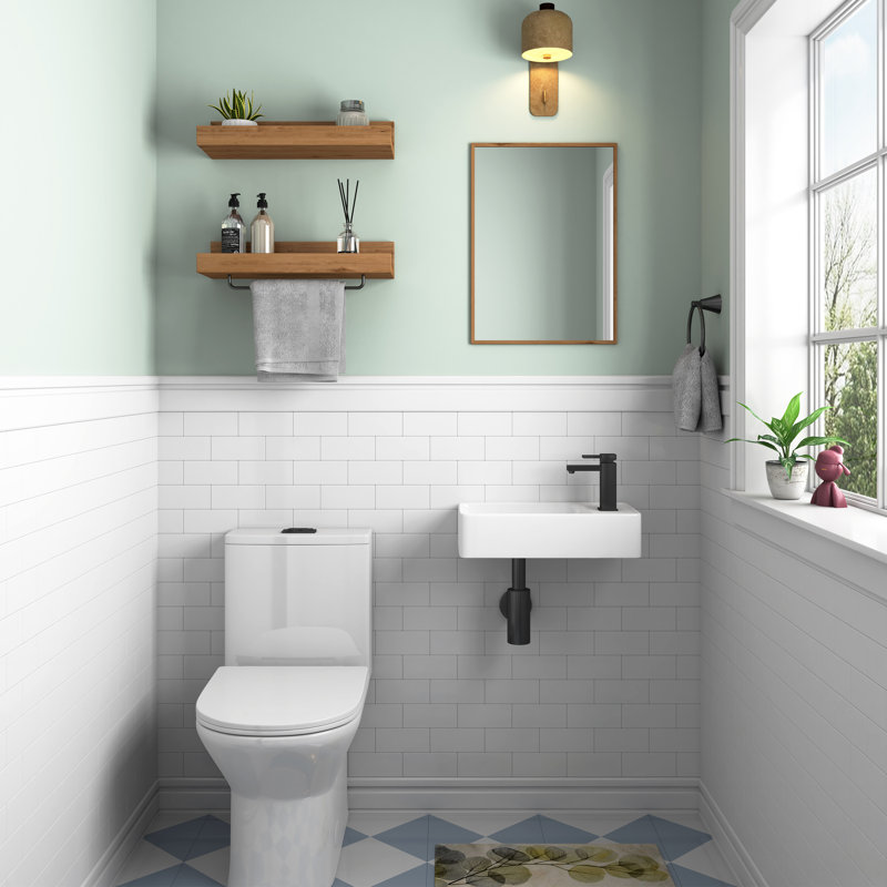 Turner 18" x 10'' White Ceramic Rectangular Wall Mount/Vessel Sink, Small Bathroom Sink 