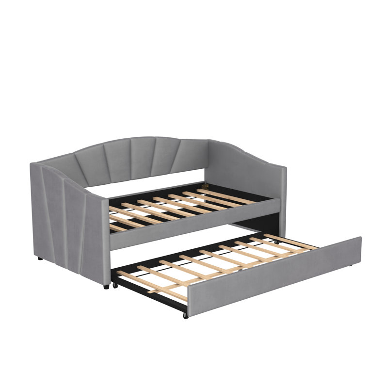 Lit plateforme tapissier Tyrence, gris
