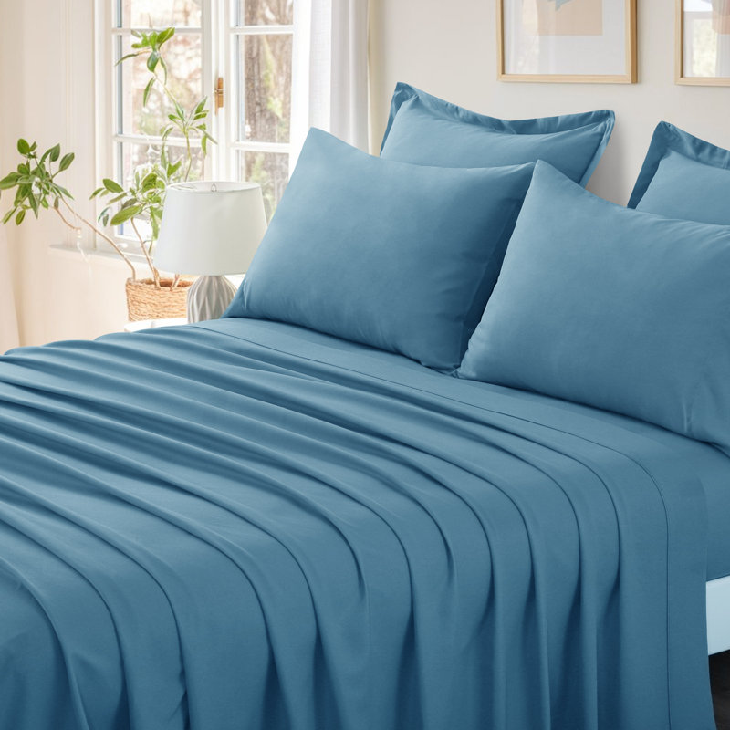 5/7 Piece Microfiber Bed-In-A-Bag Comforter Set , Slate Blue, Full Comforter + 6 Additional Pieces