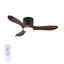 Ventilateur de plafond de 42 pouces avec lumière, 3 pales en bois de noyer foncé, télécommande, moteur à courant continu réversible pour le salon
