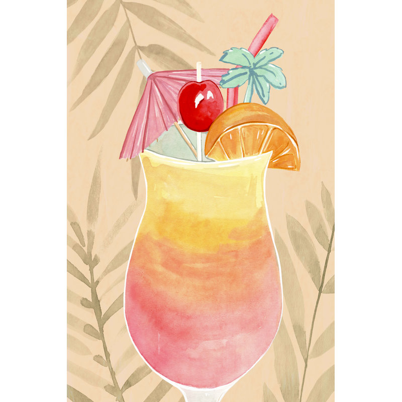 Tropical Cocktail IV by Annie Warren - Painting, 122 cm H x 81 cm W, Black Floater Framed