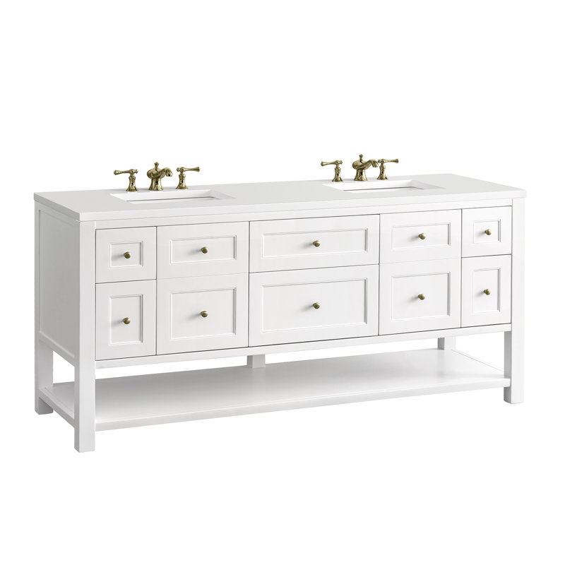 Breckenridge 72'' W Double Vanity, Bright White, White Zeus, 8" Widespread