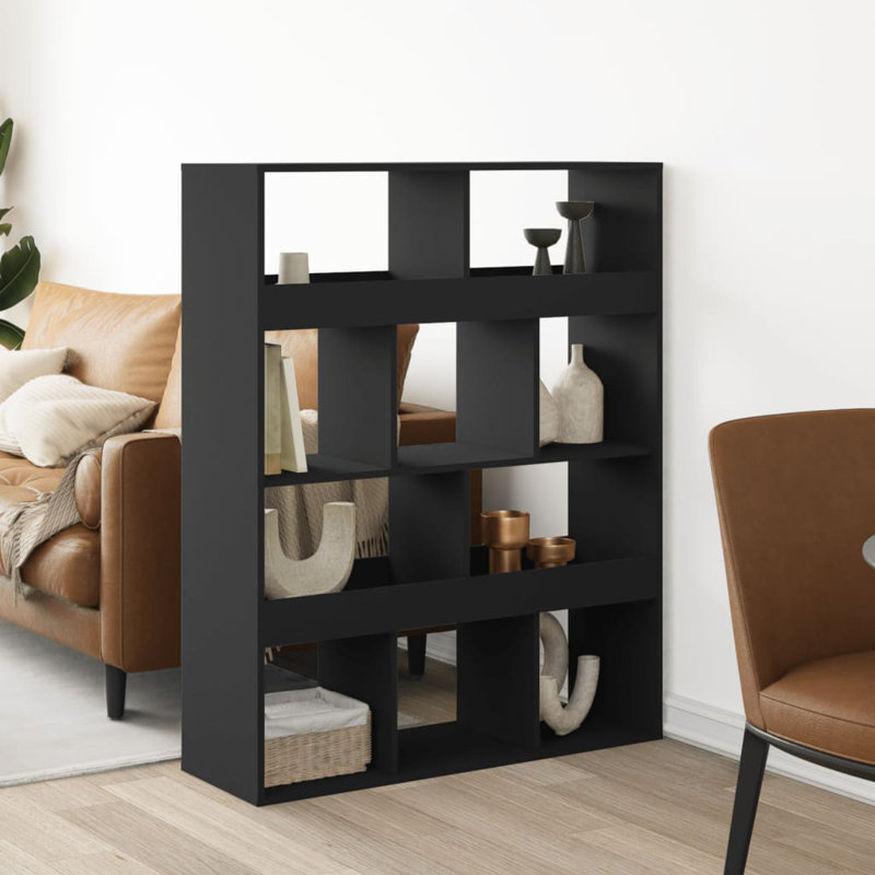 Angelinne 100cm W Bookcase, Black, 125.5cm H x 100cm W x 33cm D
