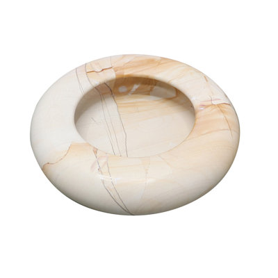 8-inch Polished Teak Wood Marble Ashtray – Handcrafted Natural Stone Home Décor