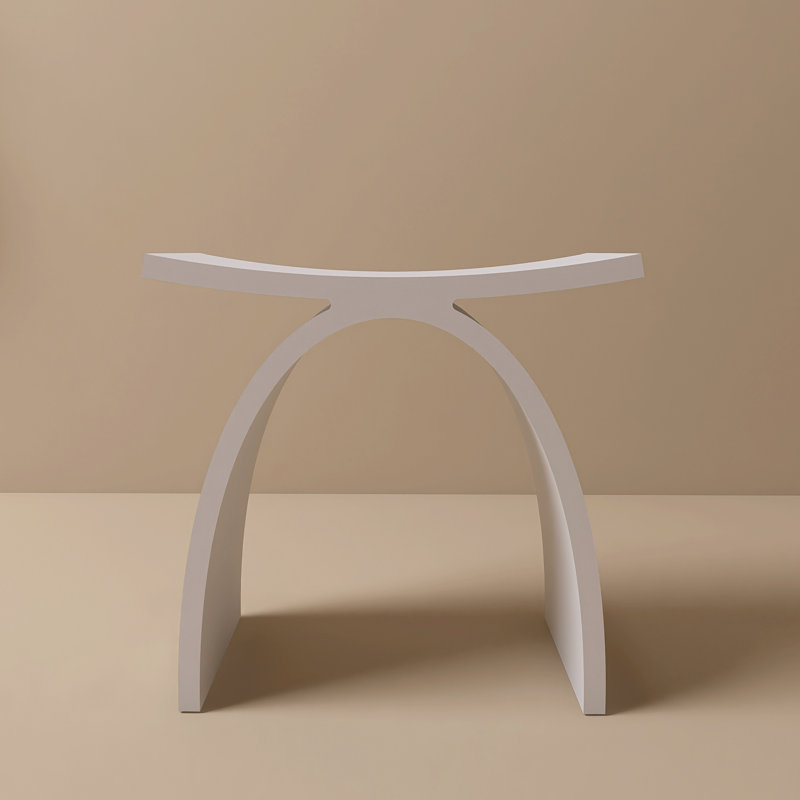 Freestanding Seat Solid Surface Shower Stool, White