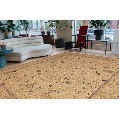 Tapis ivoire / noir / brun en laine noué à la main Roby