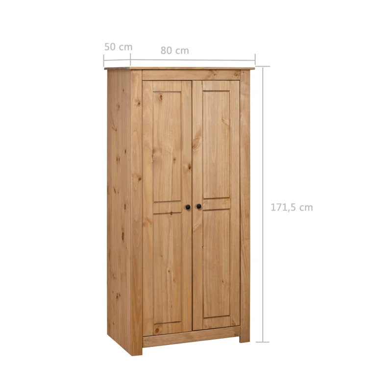 Byron 2 Door Solid Wood Wardrobe, Natural Wood