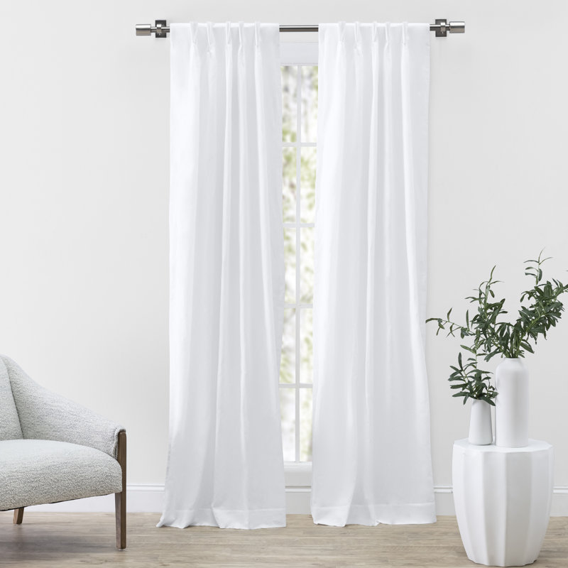 Paire de plis pincés Romaro, Blanc, L 28 po x L 63 po