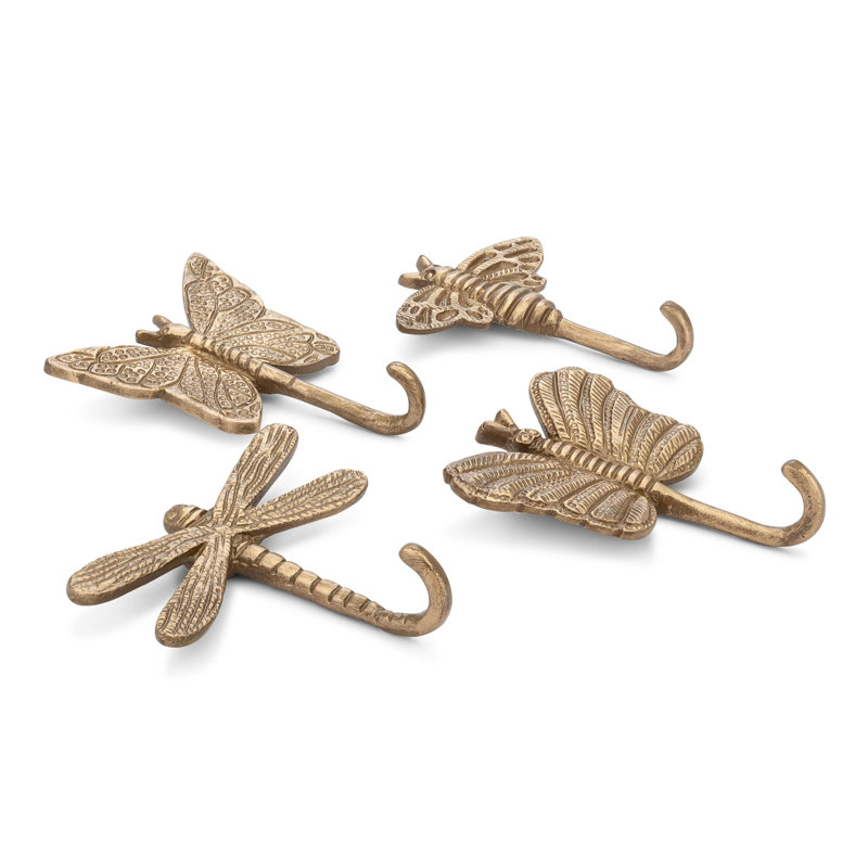 Dragonfly Antique Gold Wall Hook Set