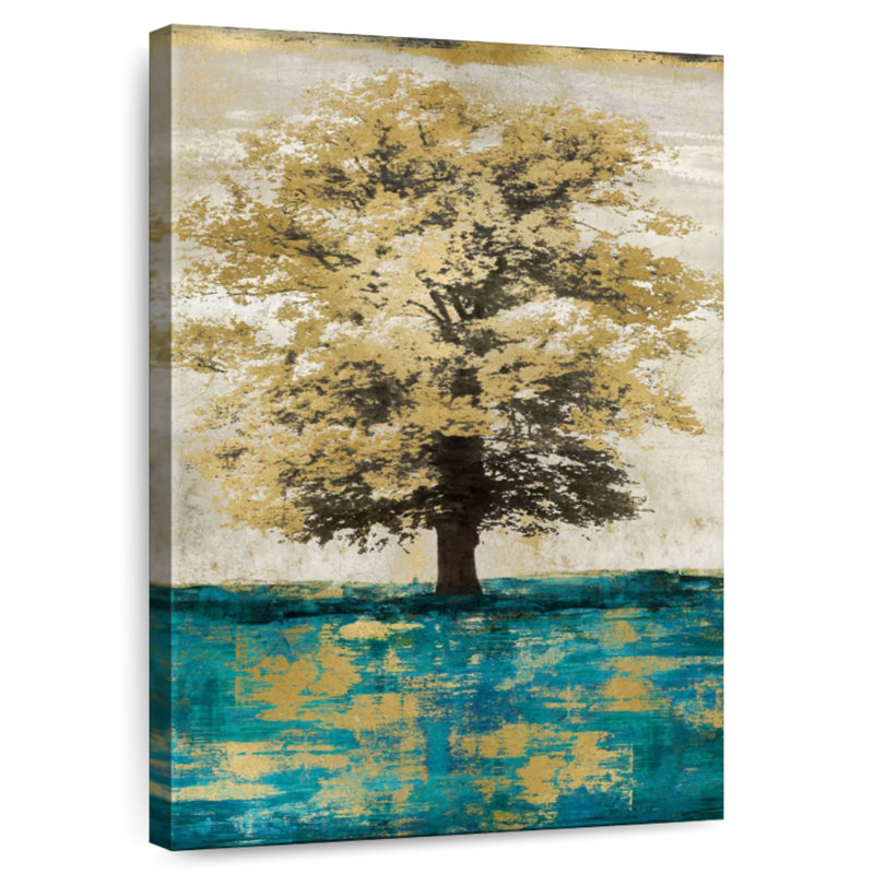Harnek Stately - Aqua With Gold, 24" H x 16" W