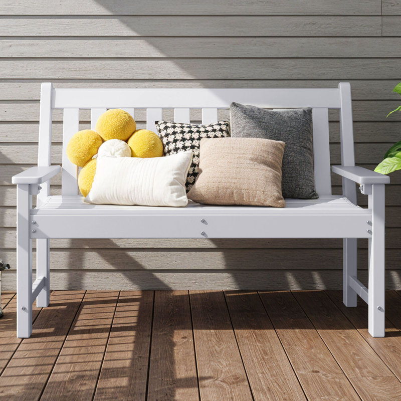 Banc d'extérieur en PEHD Aunye, Blanc