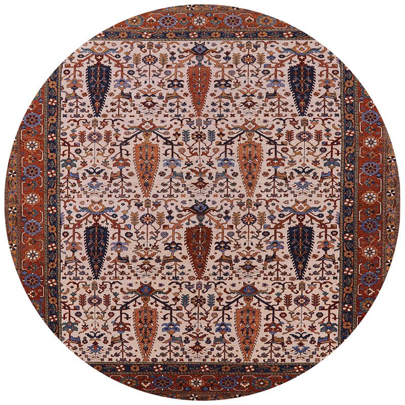 Tapis brun à motif oriental, Rond 6 pi