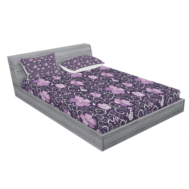 Microfiber Floral Sheet Set, Full Sheet Set + Fitted Sheet + 2 Pillowcases