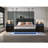 3-Pieces Bedroom Sets PU Storage Bed with LED Lights and USB charger,Nightstands Set of 2  with Charging Station and LED Lights