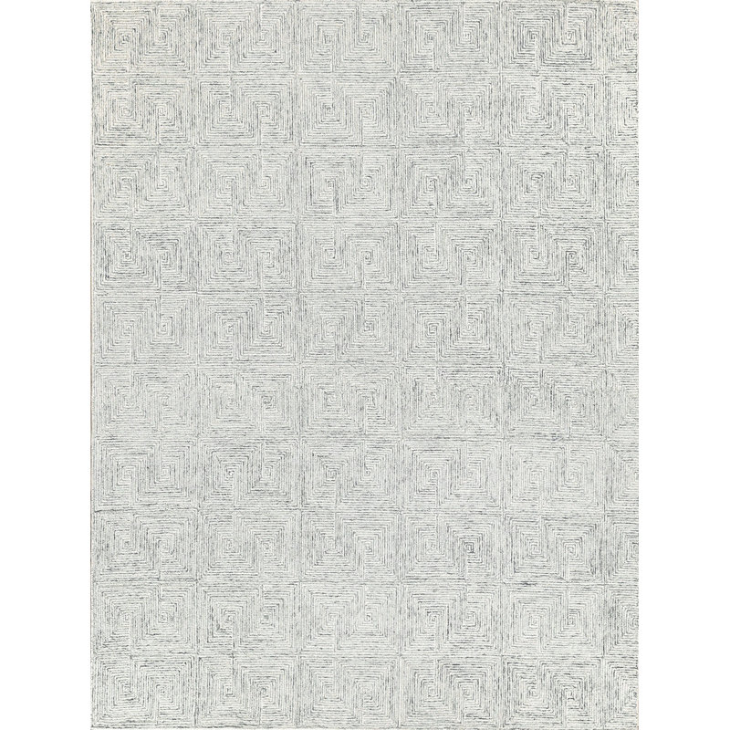 Caprice Geometric Handmade Tufted Area Rug, Rectangle 12' x 15', Light Blue/Ivory
