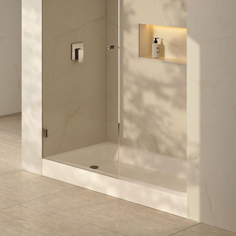 Receveur de douche Voltaire 60 x 30 avec bonde à gauche, fini biscuit brillant, Bisque, Gauche